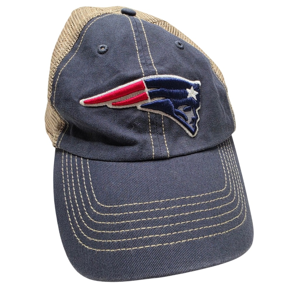 47 Brand New England Patriots Trucker Hat Navy Tan Mesh Snapback NFL Cap OSFA